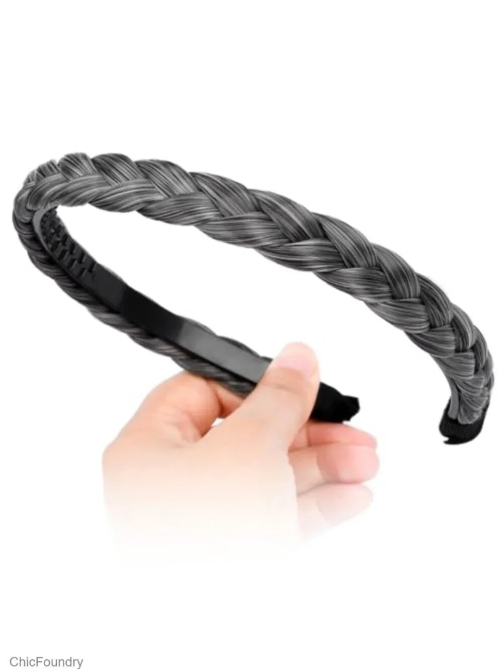 Synthetic Hair Plaited Headband Braided with Teeth for Women
